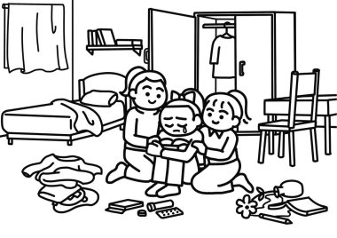 Genç bir kadın depresyonda ve onu rahatlatacak arkadaşları var..