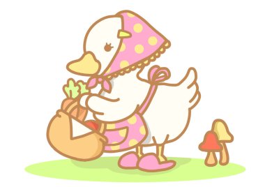 Küçük ördeğin hasat günü Bahçede tatlı bir gün