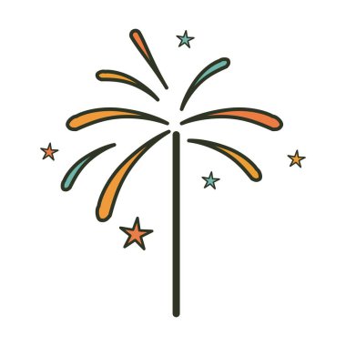 Havai fişeklerin basit düz çizgisi kutlama ve tatil tasarımı için renkli kıvılcımlar saçar.