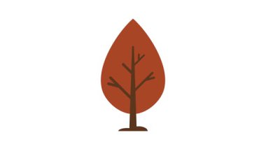 Mevsimsel Konsept İçin Basit Kahverengi Yaprak Silueti ve Düz Asgari Tasarımlı Sonbahar Ağacı Vektörü