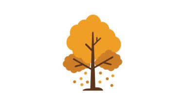 Düz Stili Sonbahar Ağacı Sarı Yapraklar ve Mevsimsel Doğa İllüstrasyon Tasarımı İçin Kahverengi Dallar