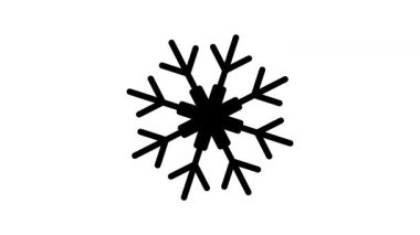 Altı uçlu kol ve radyal simetriye sahip minimalist siyah kar tanesi simgesi kış veya tatil tasarımı için mükemmel