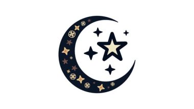 Modern Düz Vektör Tasarımı 'nda Kahverengi ve Altın elementlerle stilize edilmiş Hilal Ay ve Yıldız bileşimi