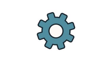 Mavi dişli ikon tasarımı teknoloji endüstrisi yenilik otomasyonu ve mühendislik ekipmanları konseptini sembolize ediyor