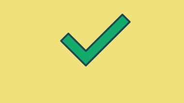 Doğrulanmış durumu, doğru cevabı veya modern minimalist illüstrasyonda başarılı eylemi gösteren kalın yeşil tik simgesi