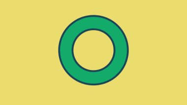 Grafikler, ilerleme görselleri ve modern kullanıcı arayüzü elementleri için kullanılan düz yeşil donut şekilli çember sembolü