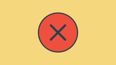 Basit sarı arkaplanda koyu kenarlıklı belirgin kırmızı X simgesini gösteren renkli düz resim