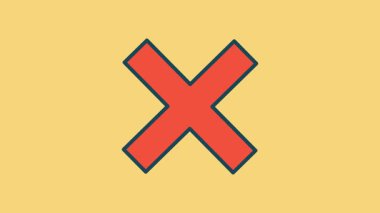 Düz stil grafiği, koyu mavi ile çizilmiş büyük boy kırmızı haçı basit kompozisyonlu parlak pastel sarı arkaplana karşı gösterir