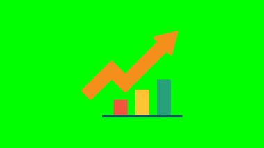 Finansal gelişmeyi sembolize eden, dinamik yukarı doğru eğilim okuyla canlı çok renkli çubuk grafiğini gösteren modern düz vektör çizimi