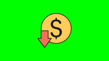 Fiyat düşüşlerini, bütçe düşüşlerini ve finansal göstergelerdeki olumsuz değişimleri gösteren eğimli para simgesi