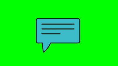 Modern dijital düzende net iletişimi tasvir etmek için üç metin darbesi içeren düz stil mavi mesaj balonu animasyonu