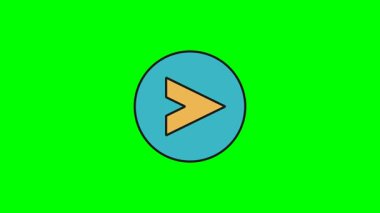 Neon yeşil arkaplana karşı mavi yuvarlak şekilli en küçük ileri ok animasyonu grafik arayüzünde enerjik ilerlemeyi iletir