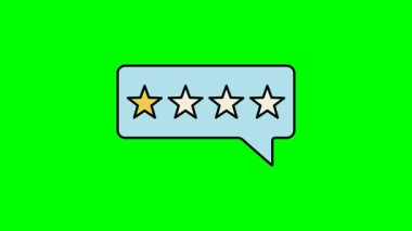 Neon yeşil arkaplan üzerinde dört yıldızlı derecelendirme animasyonunun yer aldığı geribildirim iletişim kutusu açık asgari estetik değerlendirme kavramını iletiyor