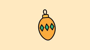 Bayram süsleri ve mevsimsel içerik için yumuşak bej arka planda koyu turuncu şekilli ve yeşil elmas detaylarıyla süslü bir süs.