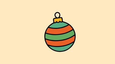 Neşeli bir şenlik ortamı yaratmak için yumuşak bej arka planda gösterilen koyu renkli çizgilerle dekoratif Noel balosu animasyonu