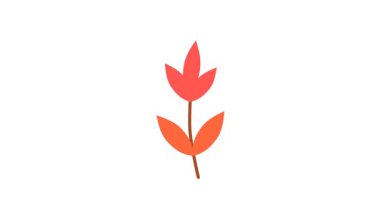 Minimum vektör biçiminde kalın turuncu botanik şekillerle dekoratif yaprak animasyonu grafiği