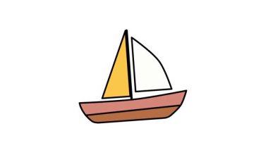 Yelkenli animasyonu çok az tekne şekli ve düz vektör tasarımı gösteriyor
