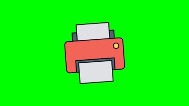 Düz vektör karikatür biçiminde dijital yazdırma aygıtını temsil eden yazıcı simgesi canlandırma tasarımı