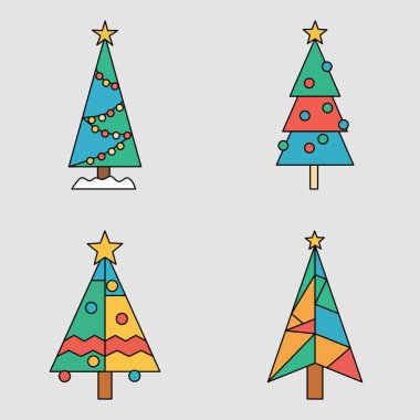 Parlak Renkleri, Şekilleri ve Tatil Dekorasyonlarıyla Şenlikli Noel Ağacı Simgeleri