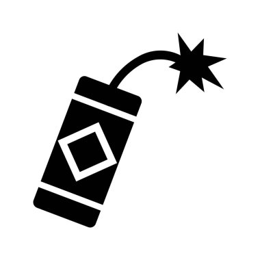 Firecracker Simgesi Siyah Silindir Silindirik Patlayıcı Kıvrımlı Fünye Kıvılcımı