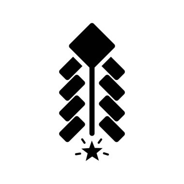 Havai fişek Roketi Simgesi Siyah Düz Görüntü Kıvılcım Patlaması Minimum Biçimli