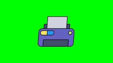 Düz minimalist çizgi film tarzında modern kompakt yazıcıyı tasvir eden yazıcı simgesi canlandırma grafiği