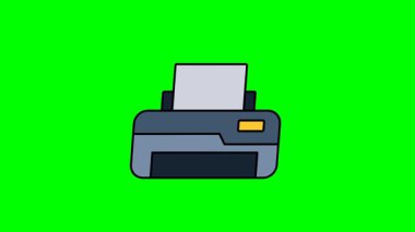 Temiz şekilli ve parlak renklere sahip basit ev yazıcısı içeren yazıcı simgesi canlandırma tasarımı