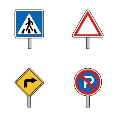 Trafik Yol İşareti Simgesi Yaya Geçidi Uyarısı Dönüşü Yasaktır