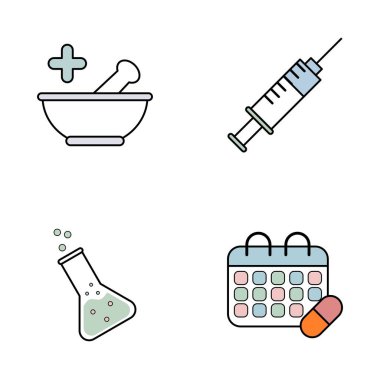 Tıbbi Simge Şırınga Laboratuvarı İlaç Takvimi Düzleştirmesi