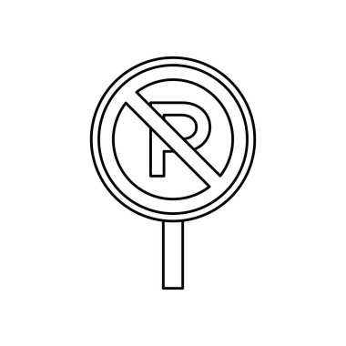 Yasak Park Sembolü, Sokak İşareti ve Şehir Trafiği için Otopark İmzalama Simgesi Yok
