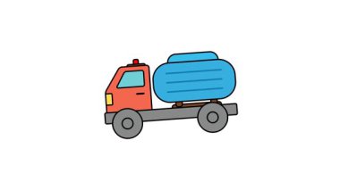 Sıvı Ulaşım ve Altyapıyı temsil eden Su Tankı ile Basit Kargo Kamyonu