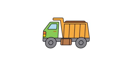 Çöp kamyonu canlandırma simgesi düz geri dönüşüm aracını betimliyor