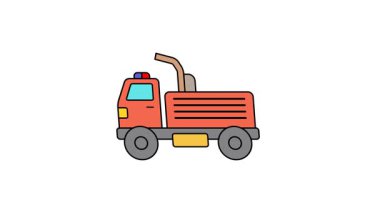 Kamu Güvenliği ve Acil Servisler Konsepti Siren Depolayan Renkli İtfaiye Aracı