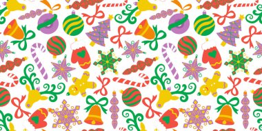 bright cheerful winter holiday background repeating texture cute artistic new year decor elements abstract doodle style