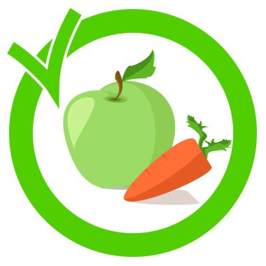  elma ve havuç sağlık ve sağlıklı bir diyet bir işareti olarak