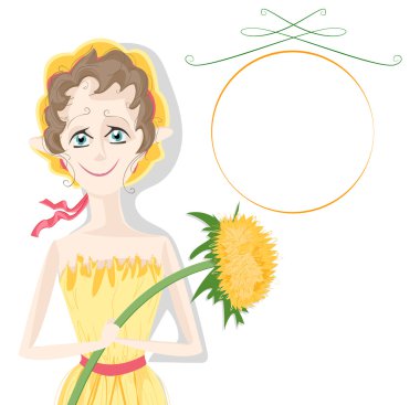 Kız peri karahindiba, hayali karakterler, vektör