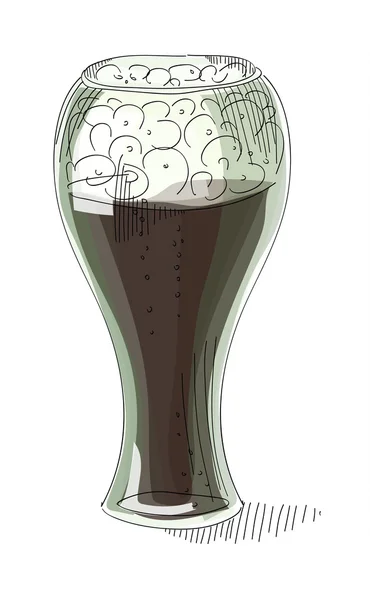 En pint av mörkt öl skum på en vit bakgrund, illustration — Stock vektor