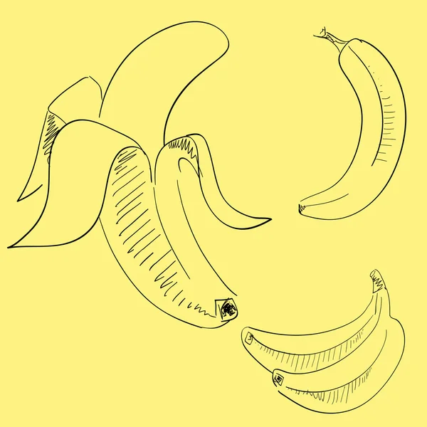 Banany są pomalowane czarną obwódkę na żółtym tle — Wektor stockowy