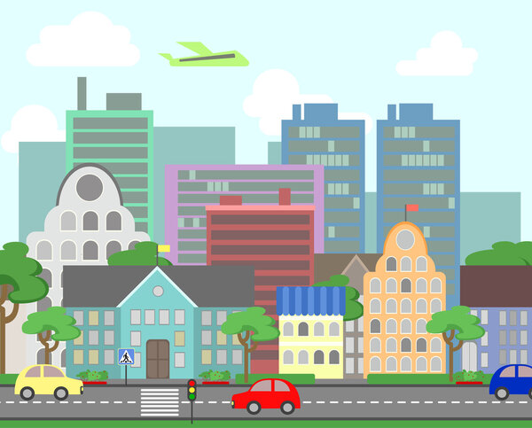 Exterior , city street with a crosswalk , flat