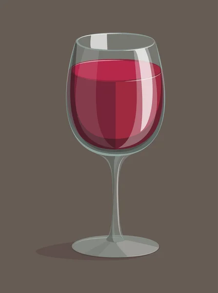 Copa de vino tinto sobre fondo marrón — Vector de stock