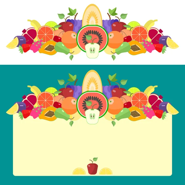 Fruits, fond d'un ensemble de fruits — Image vectorielle