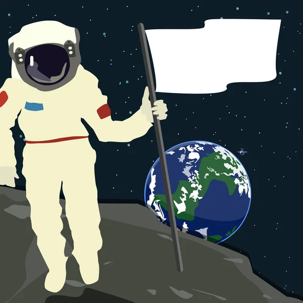 Астронавт у космічному просторі Астронавт тримає прапор, вектор — стоковий вектор