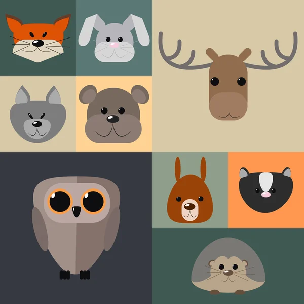 Animales del bosque, un conjunto de diferentes animales del bosque — Archivo Imágenes Vectoriales