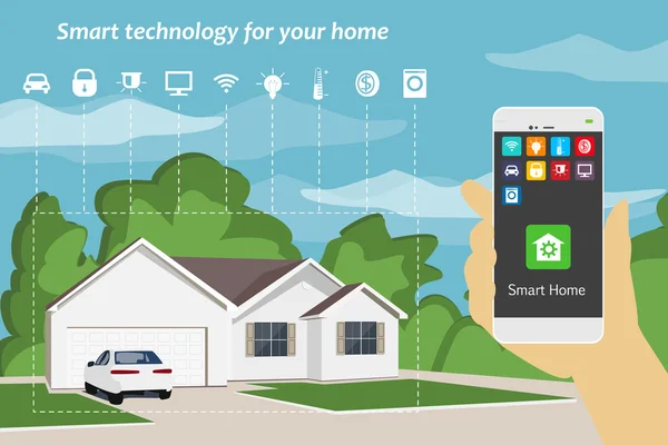 Smarta hem. Begreppet smart teknik för ditt hem. Vect — Stock vektor