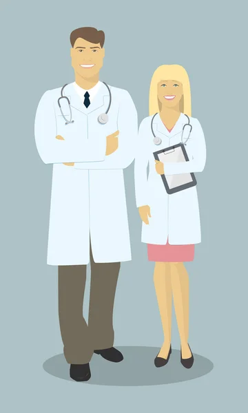 Doctor. Couple of doctors standing together . Vector — Stock Vector