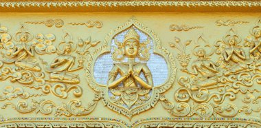 Wat Si Pan Ton önünde dekore edilmiş duvar yakın çekim