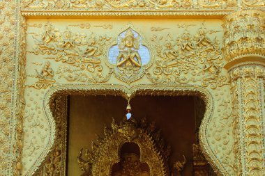 Wat Si Pan Ton önünde dekore edilmiş duvar yakın çekim