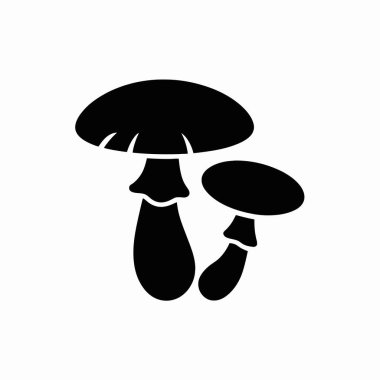Bir siyah siluet simgesi iki farklı boyutta mantar gösteriyor, biri daha büyük ve diğeri daha küçük, beyaz arkaplanda..