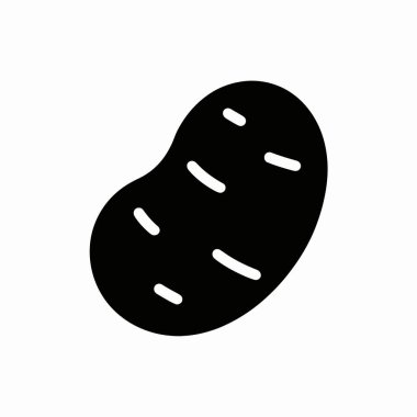 Temiz beyaz arka planda birkaç küçük oval girintili bir patatesin katı siyah silueti sergilenir..