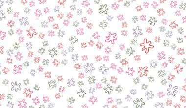 Pembe, yeşil, kırmızı ve mor çizgilerle şekillendirilmiş yıldız patlaması şekilleri rastgele dağılmış...